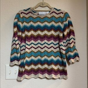 Alfred Dunner Multicolor Chevron Sweater Size PM